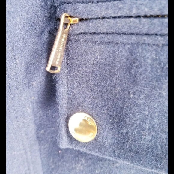 Michael Kors Women's Blue Long Sleeve Pockets Collared Full Zip Overcoat Size 0X - Picture 12 of 13